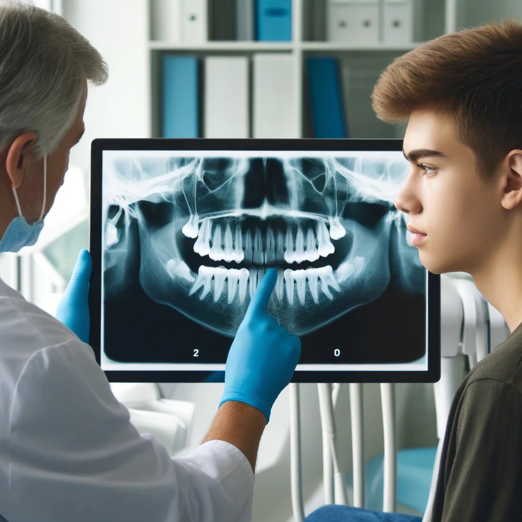 Οδοντίατρος εξηγεί σε έφηβο την οδοντική ακτινογραφία_
